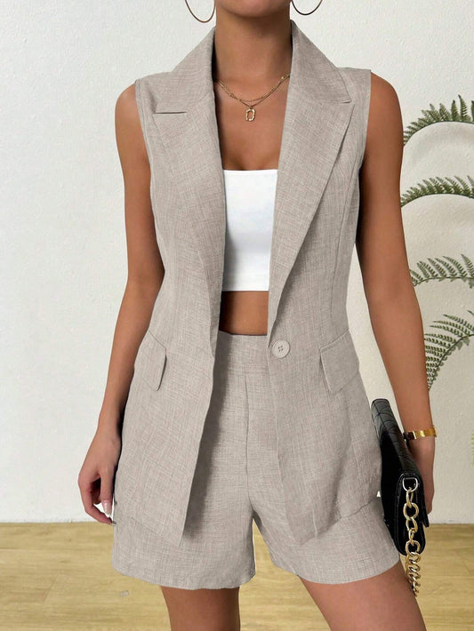 Tailored Sleeveless Waistcoat Shorts Set