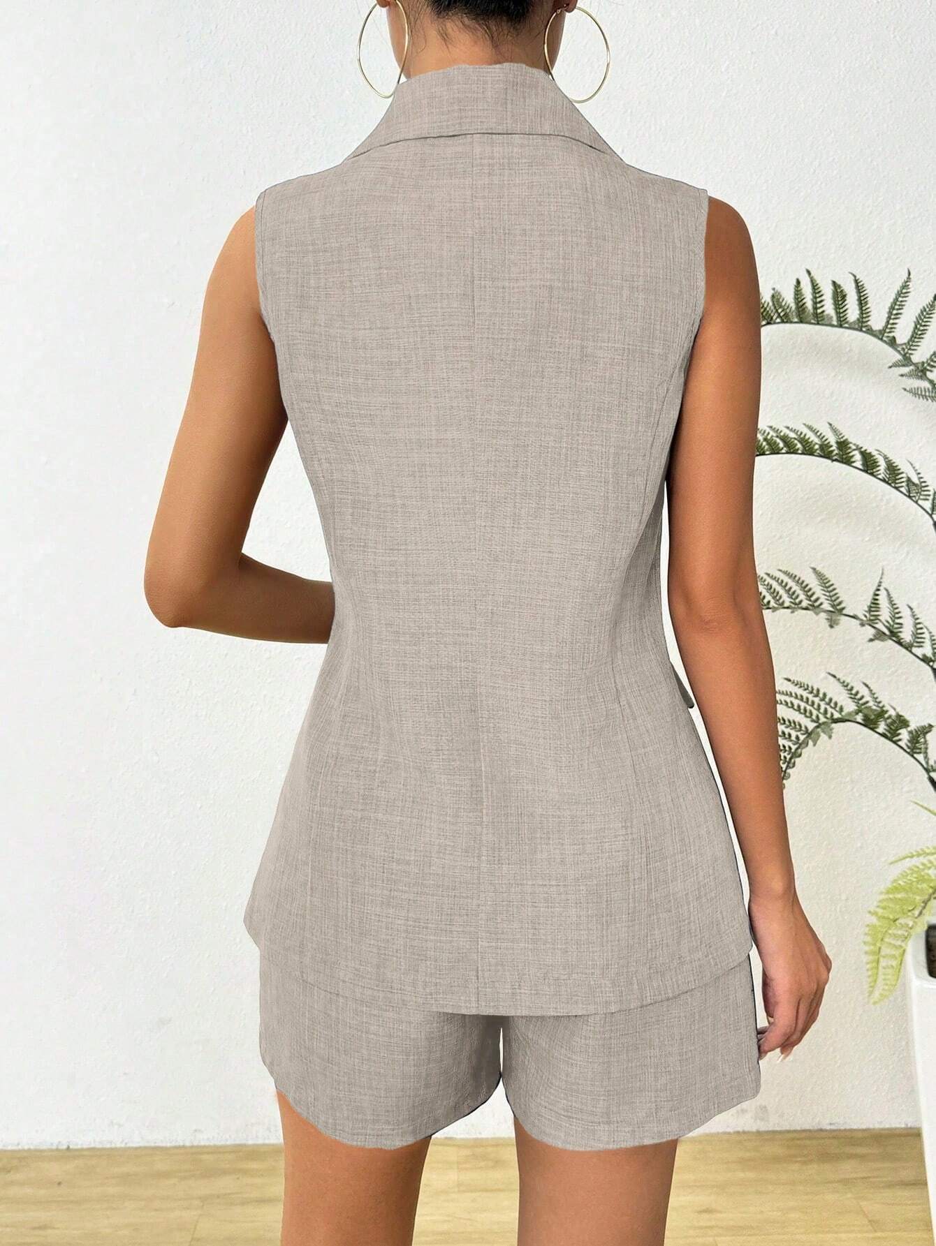 Tailored Sleeveless Waistcoat Shorts Set