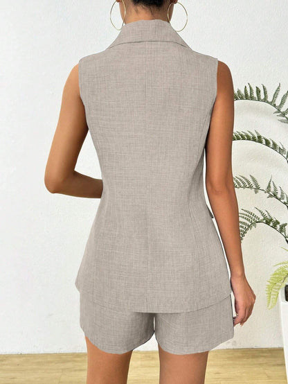 Tailored Sleeveless Waistcoat Shorts Set