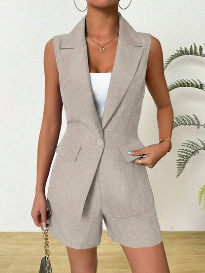 Tailored Sleeveless Waistcoat Shorts Set