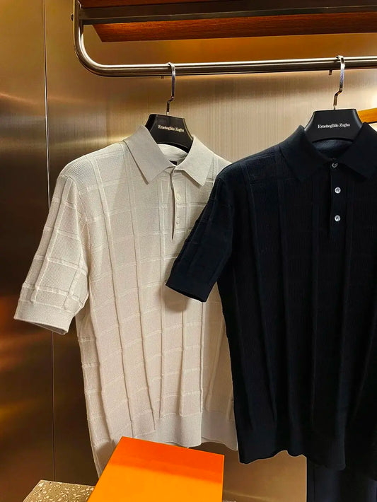 Textured Knit Short Sleeve Polo