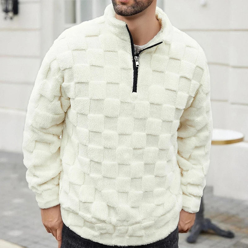Textured Quarter-Zip Fleece Pullover