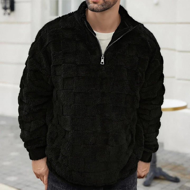 Textured Quarter-Zip Fleece Pullover