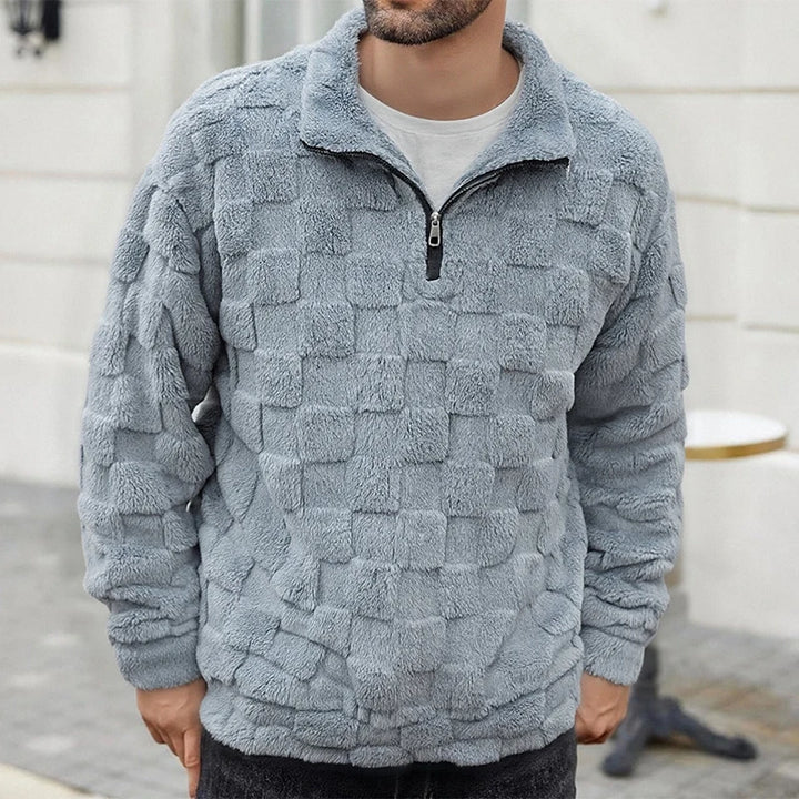 Textured Quarter-Zip Fleece Pullover