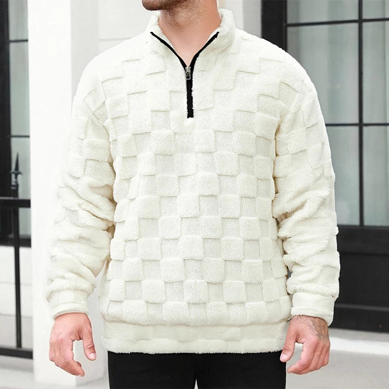 Textured Quarter-Zip Fleece Pullover