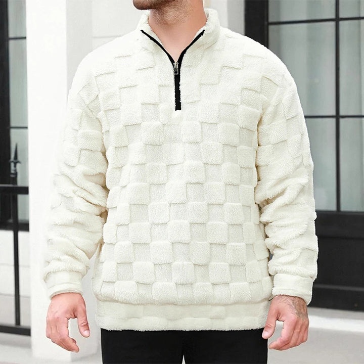 Textured Quarter-Zip Fleece Pullover