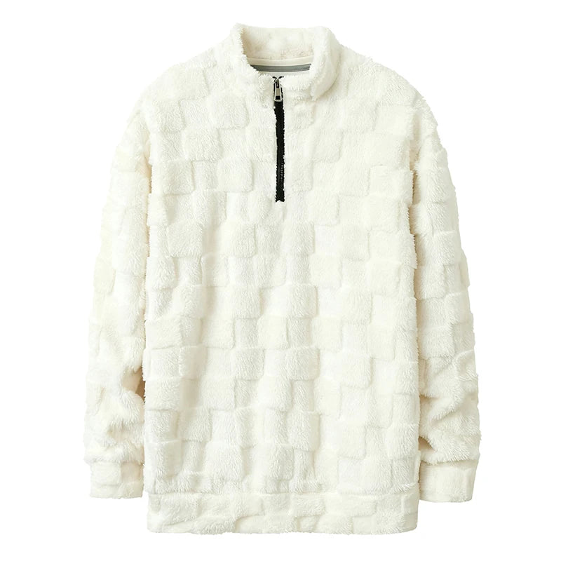 Textured Quarter-Zip Fleece Pullover