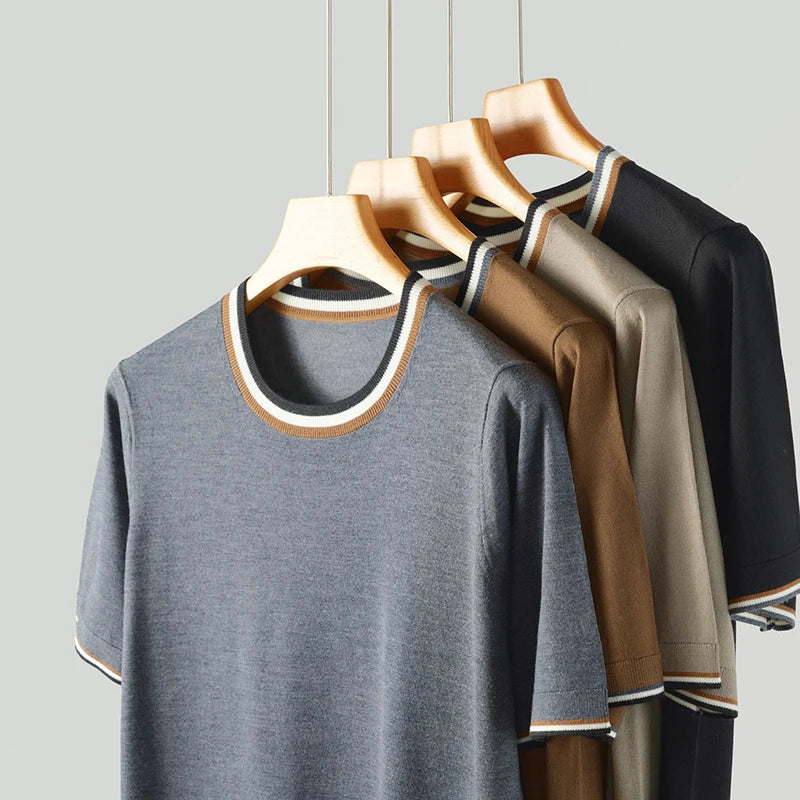  Tipped Knit Crewneck Sweater