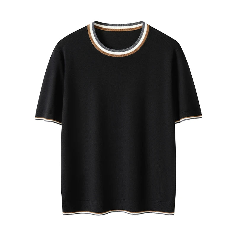 Tipped Knit Crewneck Sweater