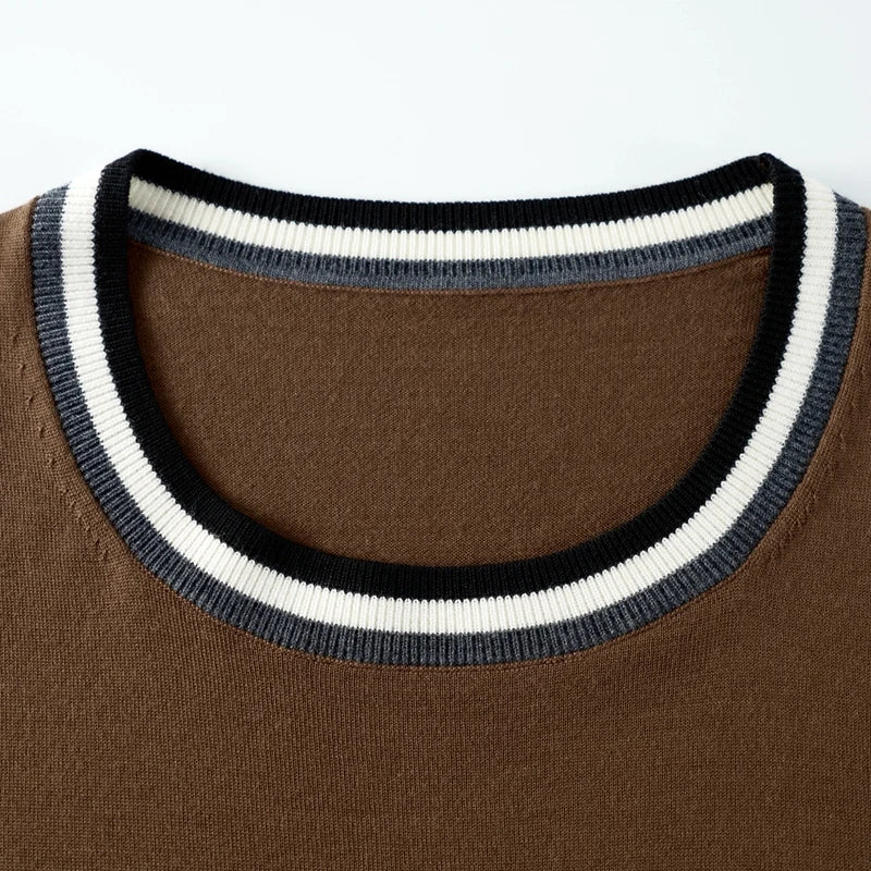 Tipped Knit Crewneck Sweater