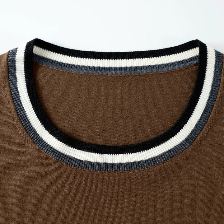 Tipped Knit Crewneck Sweater