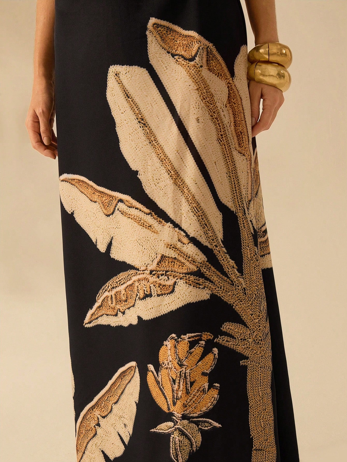 Tropical Print Cutout Maxi Dress