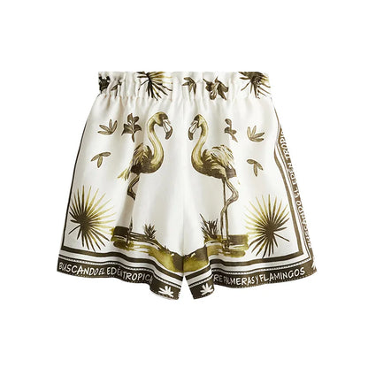 Tropical Print Linen Shirt Set