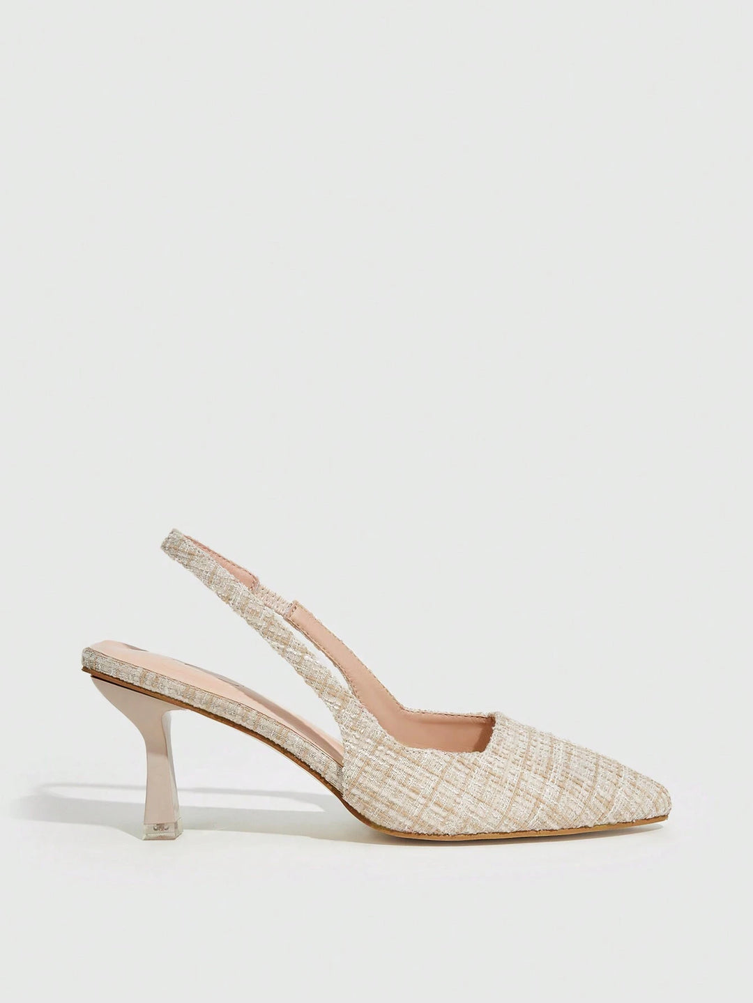 Tweed Pointed Toe Slingback Pumps