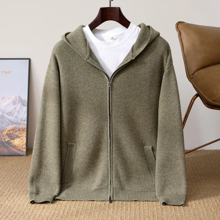 ChiClick | Men's Luxury Merino Wool Hooded Cardigan