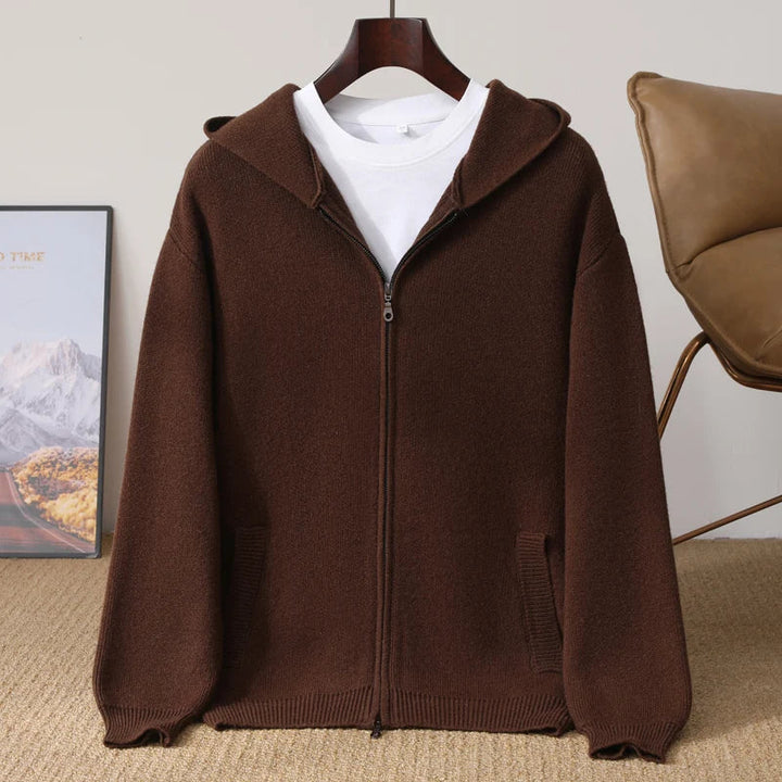 ChiClick | Men's Luxury Merino Wool Hooded Cardigan