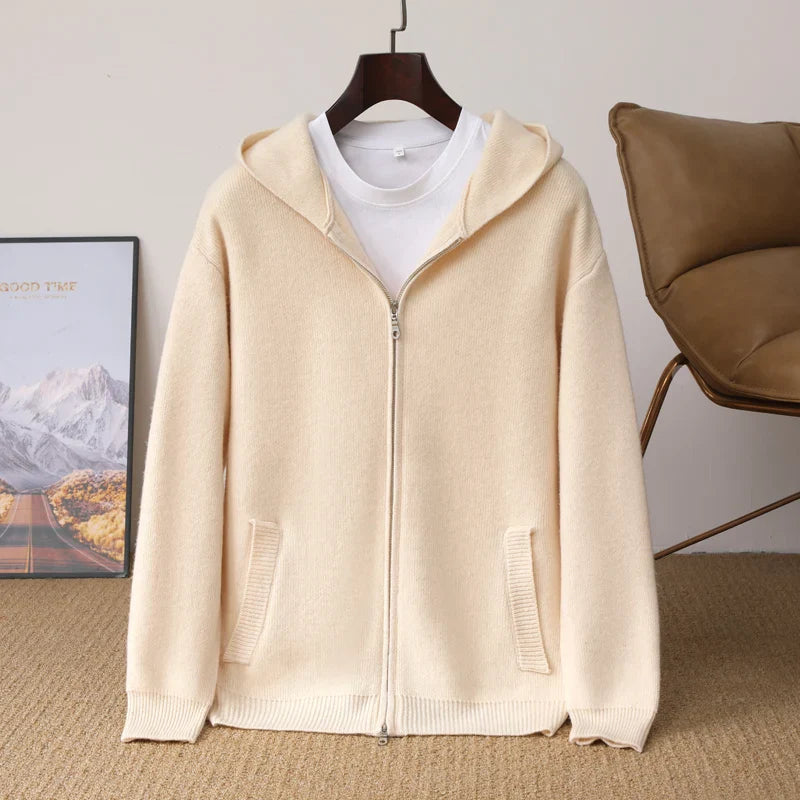 ChiClick | Men's Luxury Merino Wool Hooded Cardigan