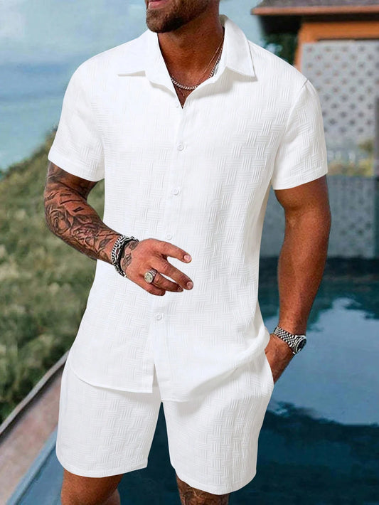 White Linen Shorts Beach Set