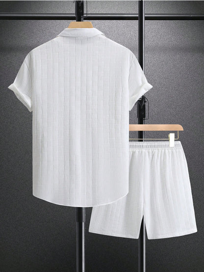 White Linen Shorts Beach Set