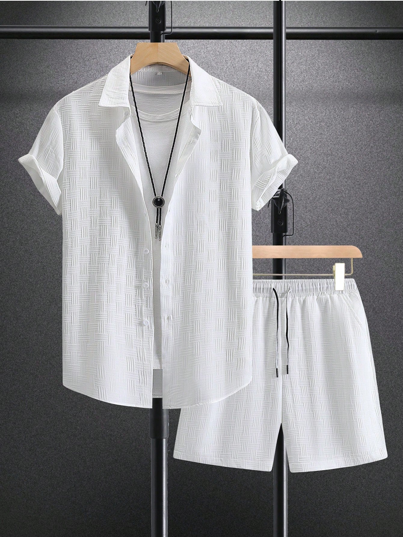 White Linen Shorts Beach Set