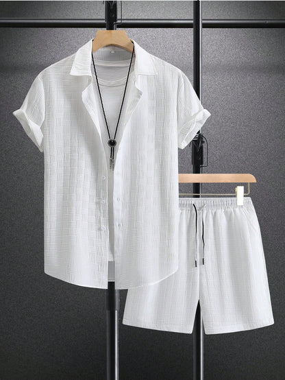 White Linen Shorts Beach Set