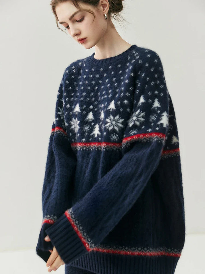 Women's Cashmere Fair Isle Cable Knit Sweater