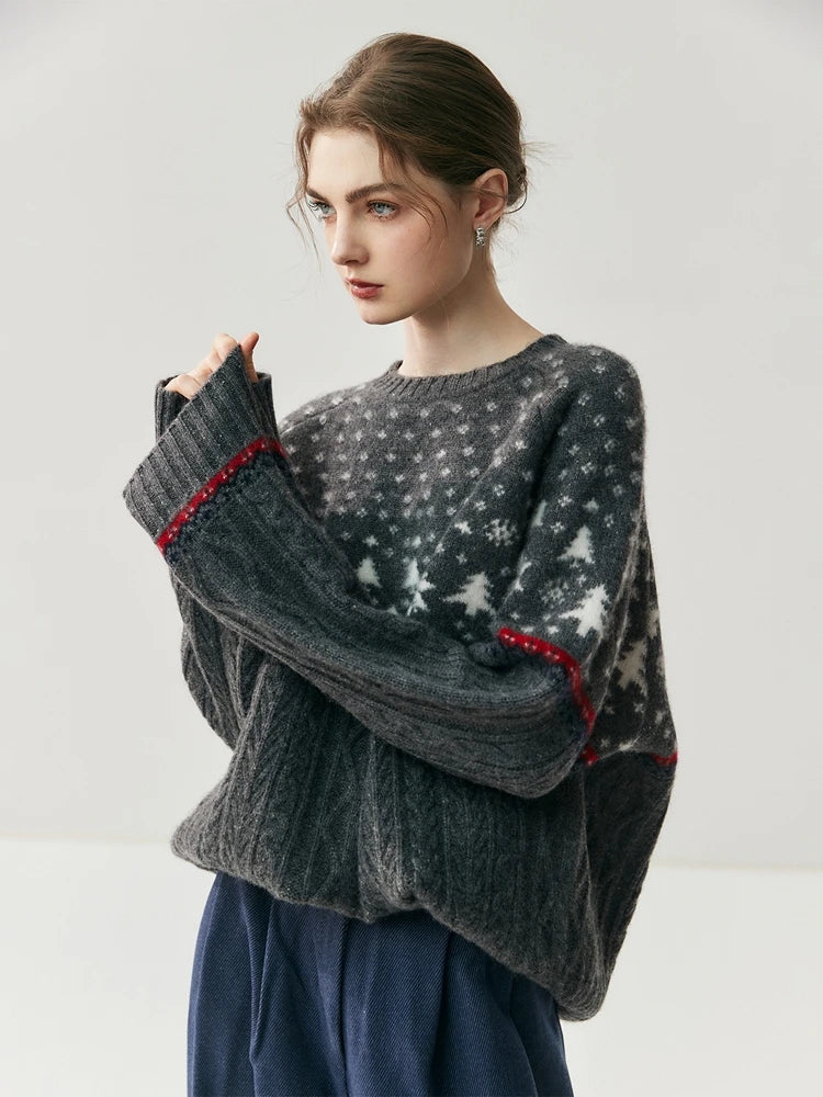 Women's Cashmere Fair Isle Cable Knit Sweater