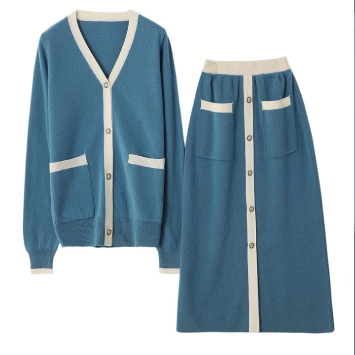 Women's Cashmere Two-Piece Skirt Set