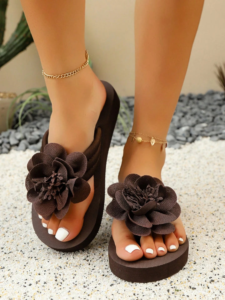 Women's Floral Platform Flip Flops