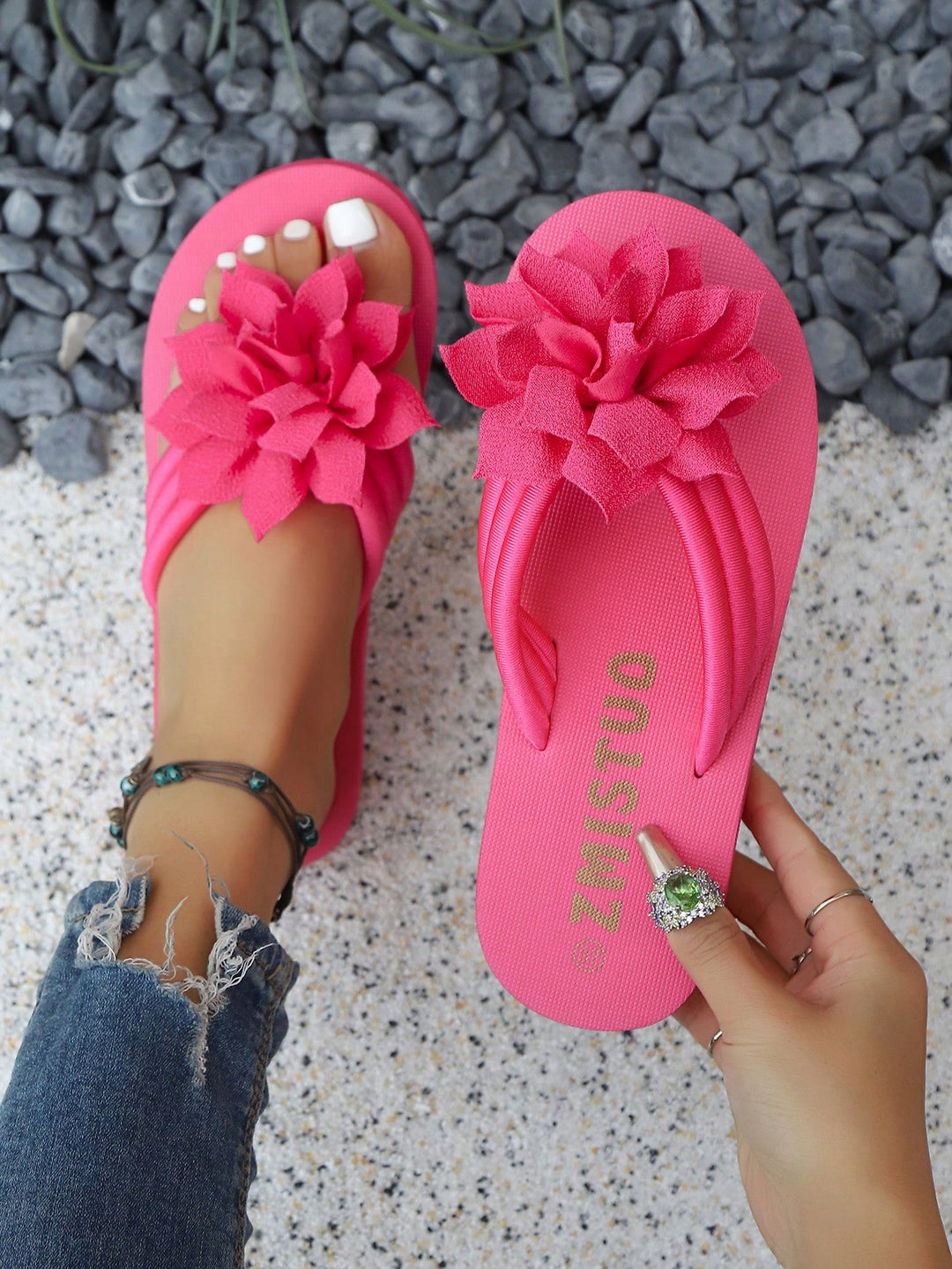 Women's Floral Platform Flip Flops