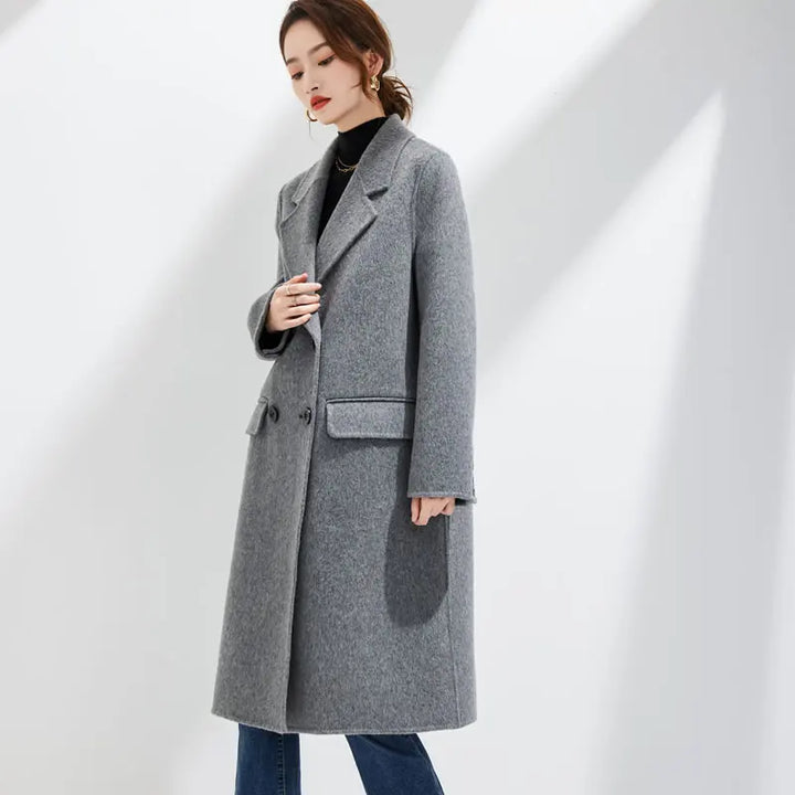 Womens Handmade Wool Blend Long Coat