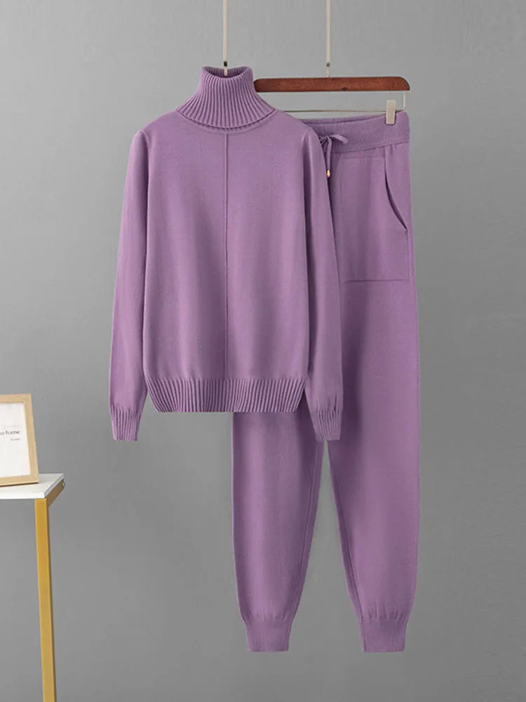 Women's Knitted High-Neck Lounge Set