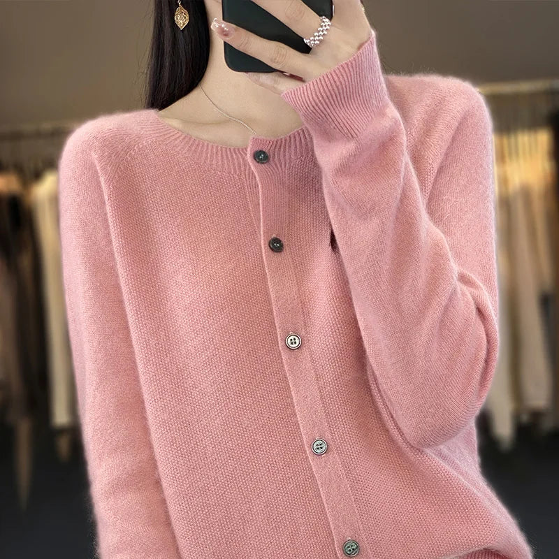 Women's Pure Cashmere Crewneck Cardigan