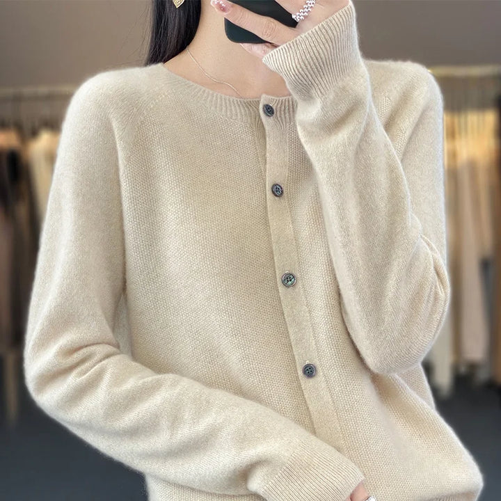 Women's Pure Cashmere Crewneck Cardigan
