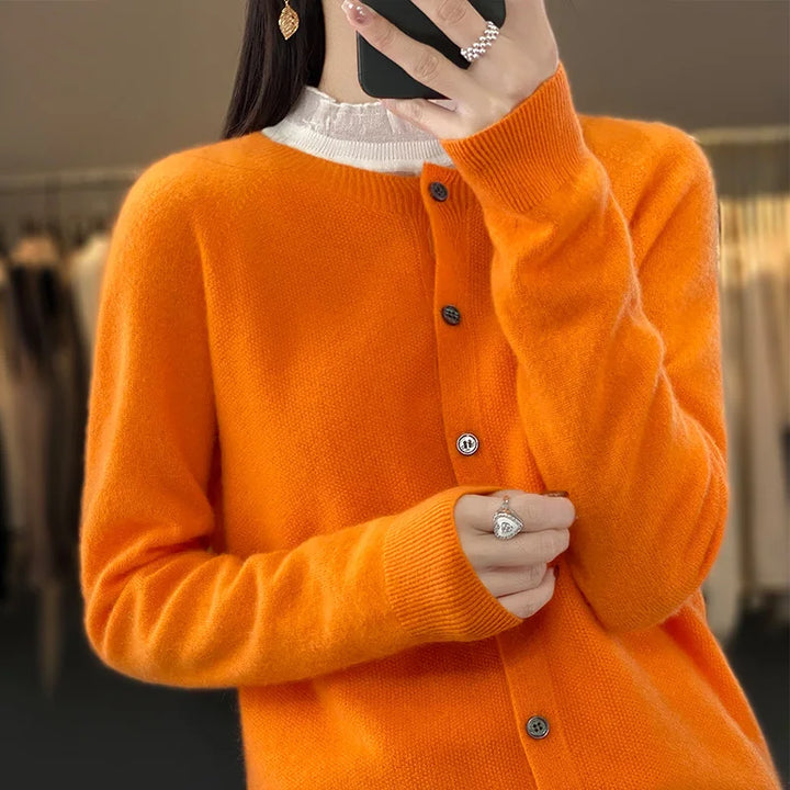 Women's Pure Cashmere Crewneck Cardigan