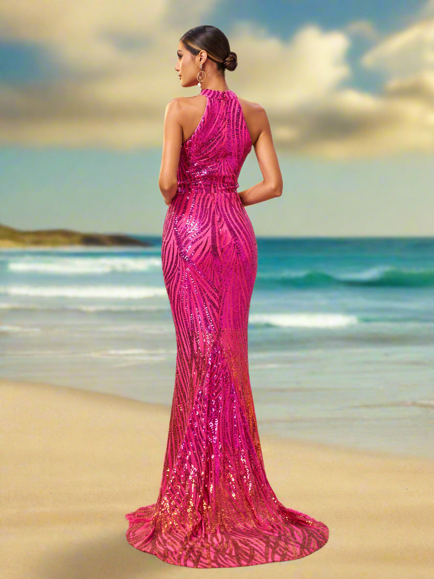 Women's Sequin Halter Mermaid Gown
