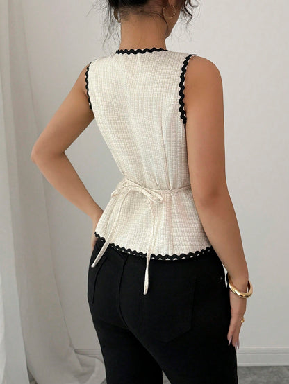  Women's Tweed Peplum Vest Top