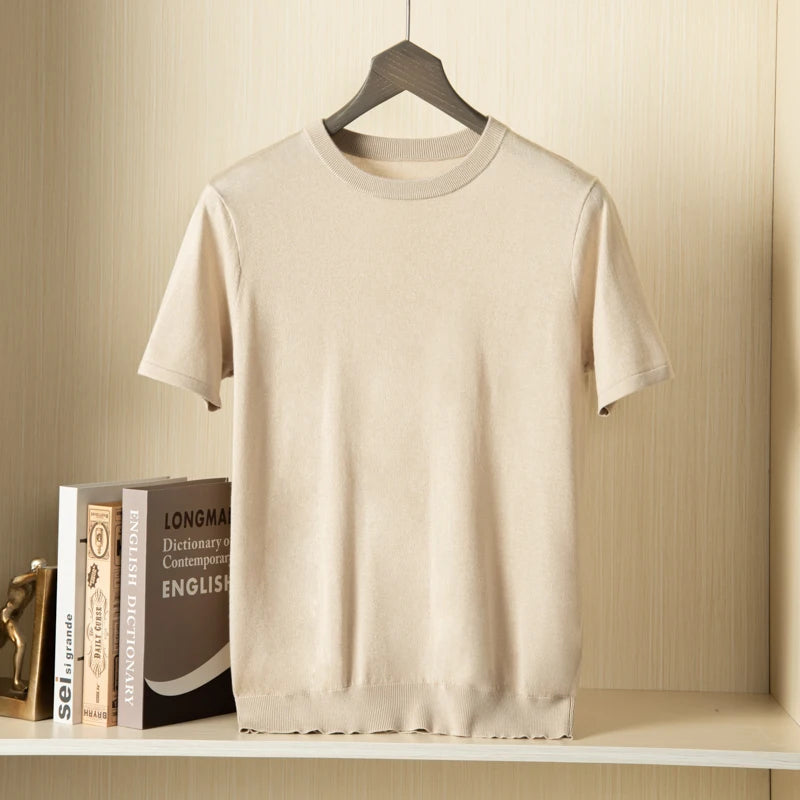 Wool Short Sleeve Knit Shirt