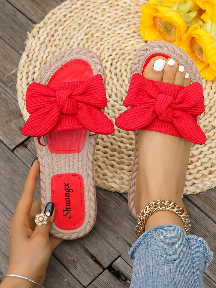  Woven Braided Bow Slide Sandal
