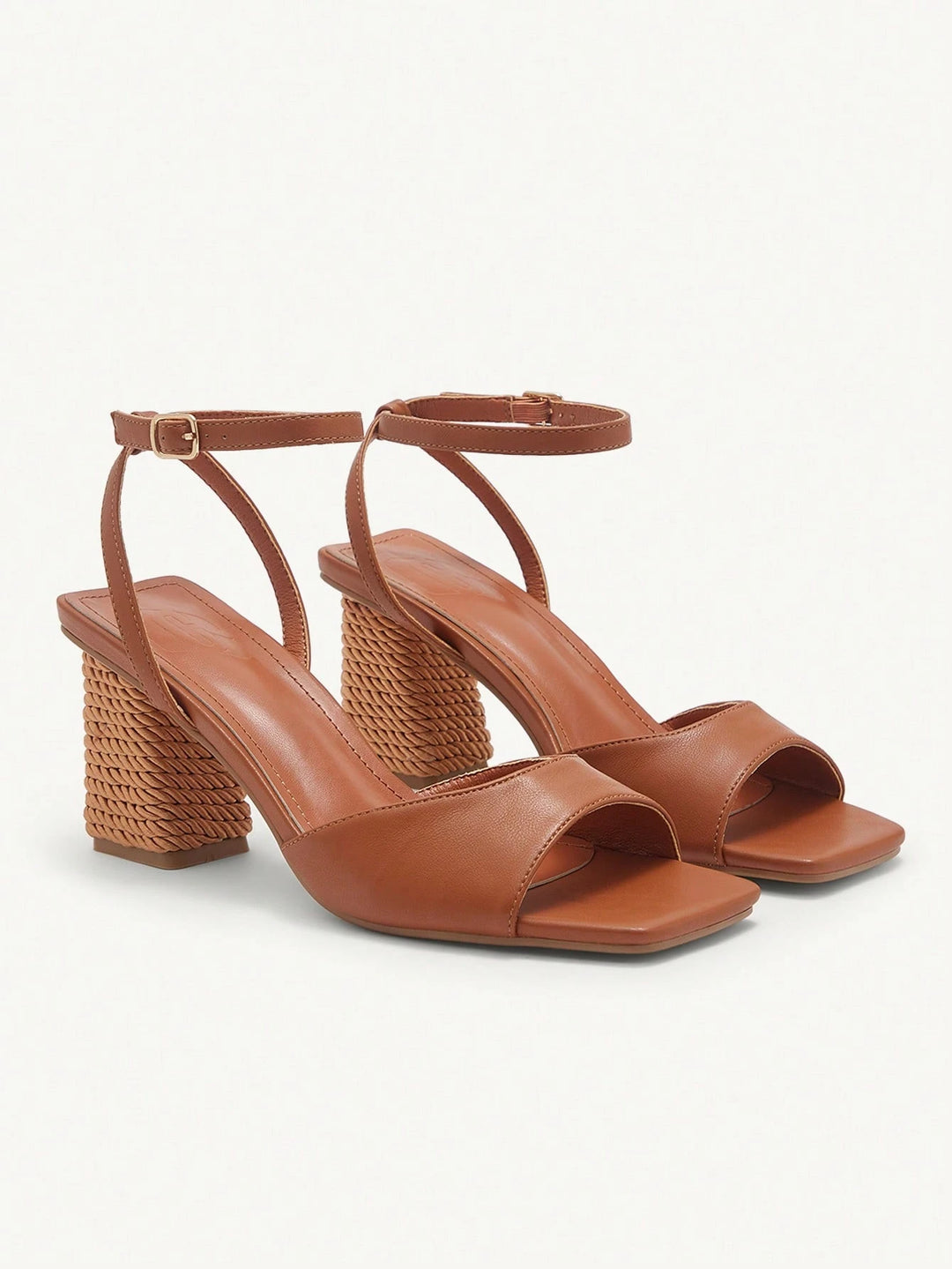 Woven Heel Ankle Strap Sandals