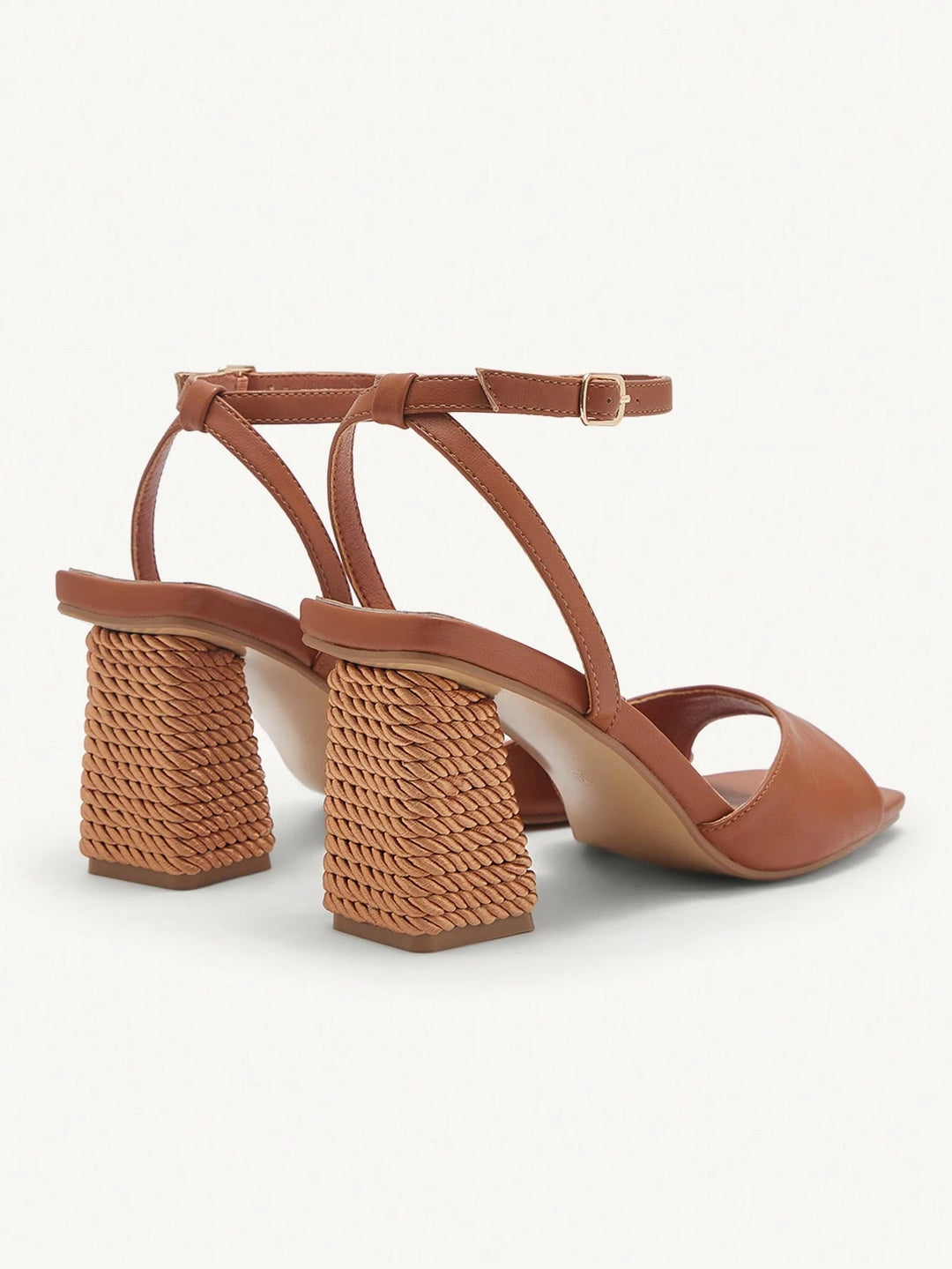 Woven Heel Ankle Strap Sandals