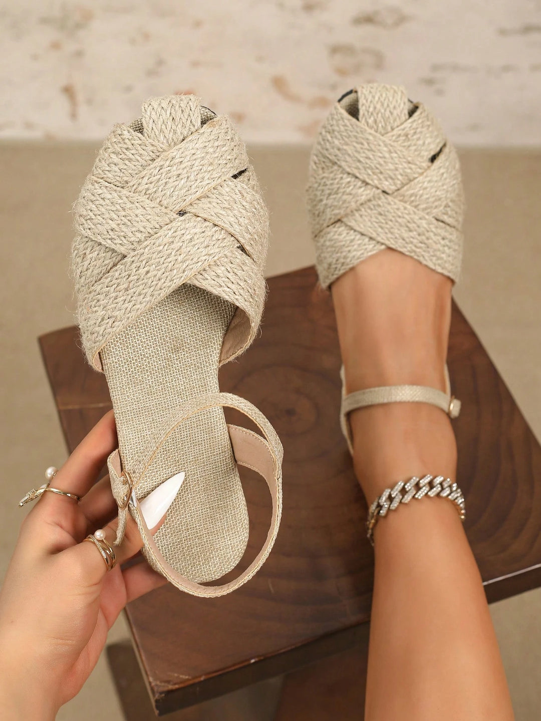  Woven Leather Fisherman Slingback Sandal